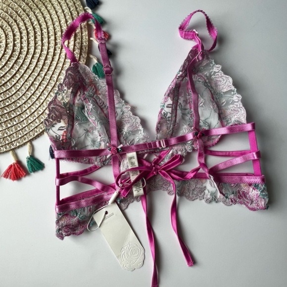 For Love And Lemons Viviane Rose Triangle Bra XS NEW - Picture 3 of 3